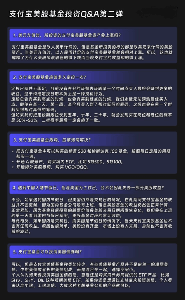 一图看懂支付宝美股基金投资 q&a 第二弹！ (1)